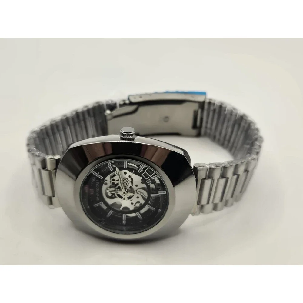 VA VA VOOM STAINLESS STEEL  37MM MEN'S SKELETON WATCH. NEW WITH TAGS